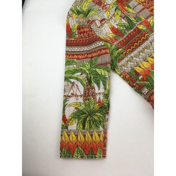 Chicos Womens Jacket Coat Cotton Modest Tropical Luau Fancy Buttons Size 0 - Picture 10 of 12